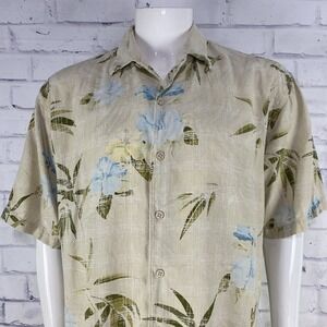 Tommy Bahama Shirt Men's Size XL Hawaiian Camp Shirt 100% Silk Floral‎